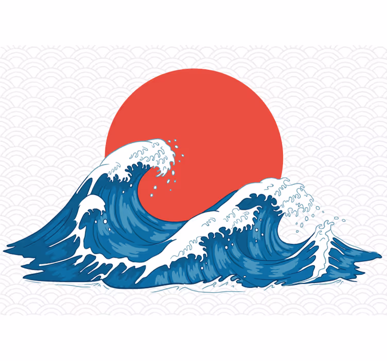 Japonų bangos derliaus jūros vandens sienų paveikslas - „Tenstickers“