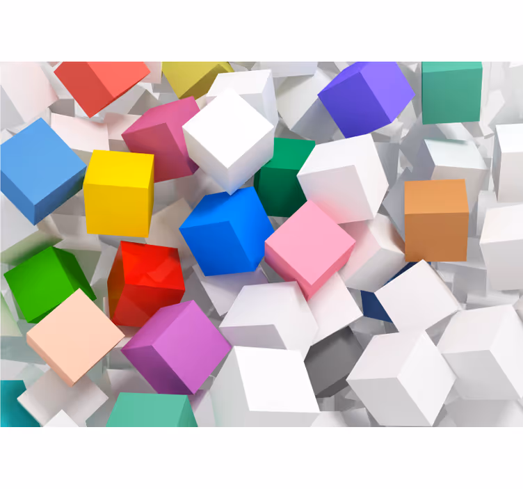 Sieninis paveikslas įvairių spalvų 3d kubai 3d - „Tenstickers“