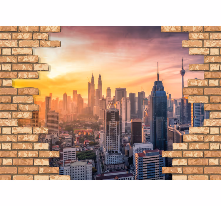 Miesto sienų freska kuala lumpur panoramos vaizdas - „Tenstickers“
