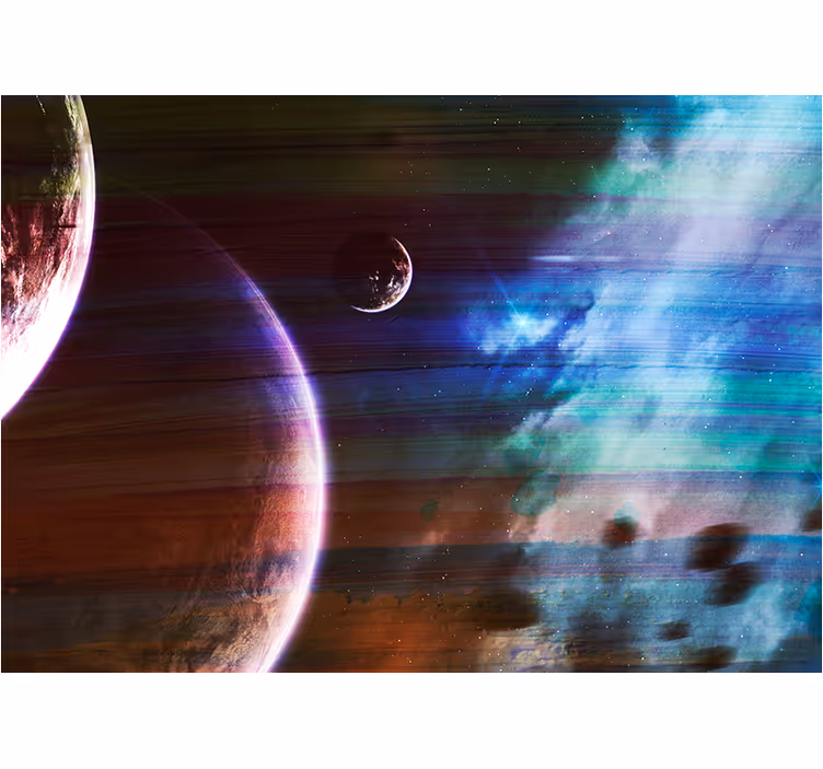 Kosminė planetų scena erdvės sienų freska - „Tenstickers“