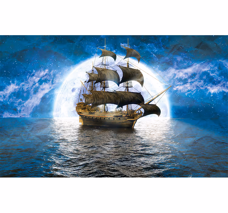 Piratų laivas jūroje vaikų sieniniai paveikslai - „Tenstickers“