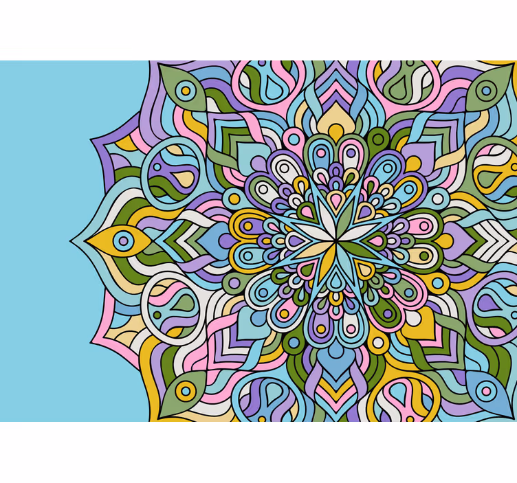 žalsvai melsva šiuolaikinė mandala sieninė tapyba - „Tenstickers“