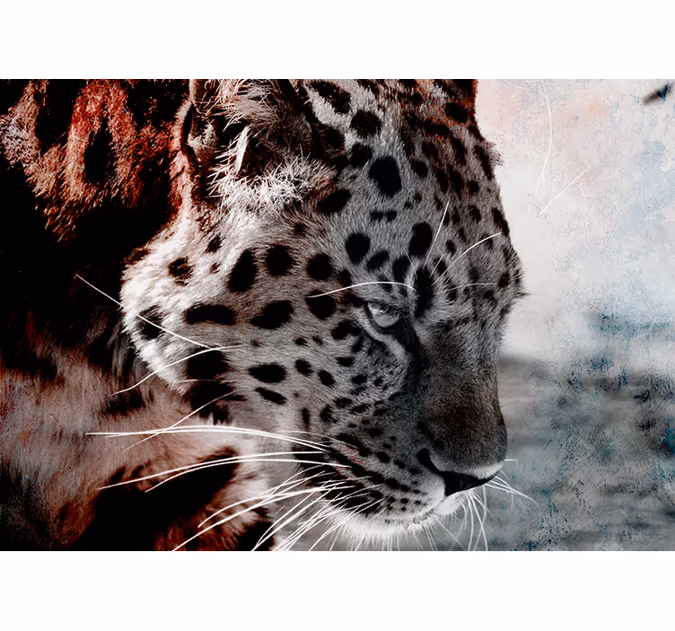 Leopardo portretas stambaus plano gyvūnų sienų freska - „Tenstickers“