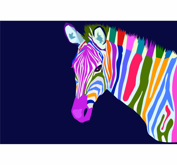 Margaspalvis zebras gyvūnų sienų freska - „Tenstickers“