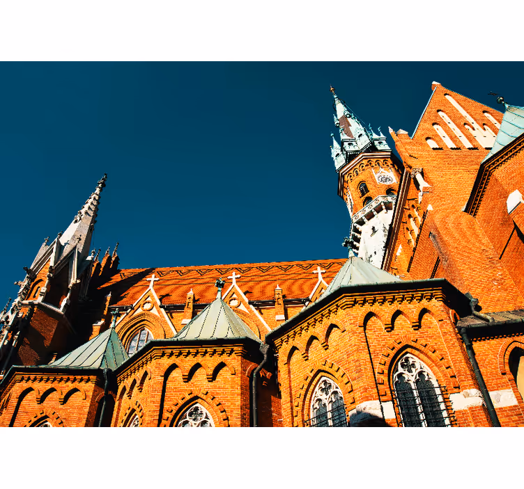Miesto sienų freska istorinė raudonų plytų architektūra - „Tenstickers“