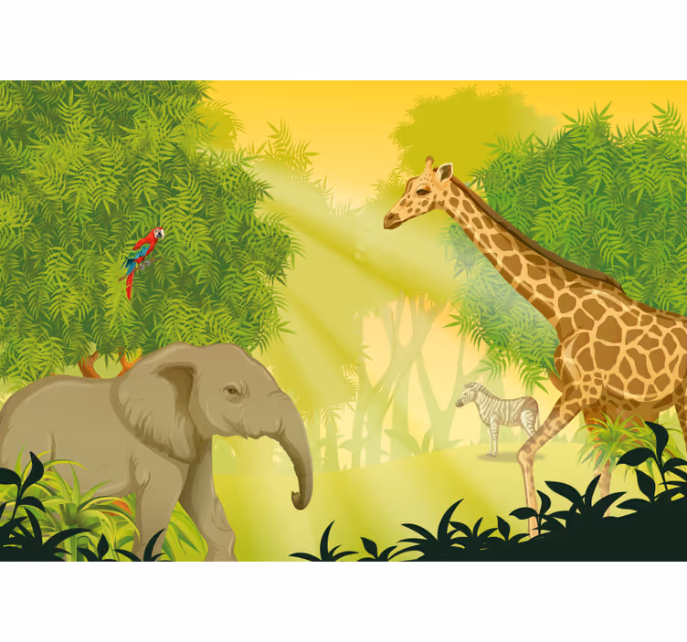 Gyvūnų sienų freska savanos safari scena - „Tenstickers“