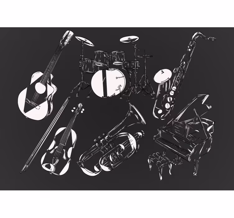 Muzikos sienų freska muzikos instrumentų kolekcija - „Tenstickers“