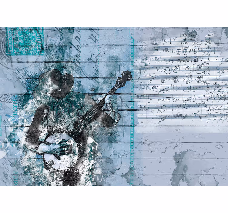 Abstraktus muzikinio dizaino muzikos natų sieninis paveikslas - „Tenstickers“