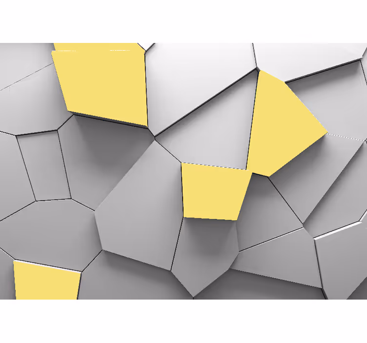 Geometrinės geltonos plokštės 3D  sienų freska - „Tenstickers“