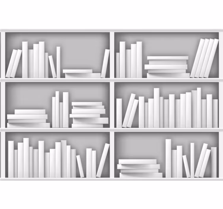 Baltos bibliotekos lentynos modernus sieninis paveikslas - „Tenstickers“