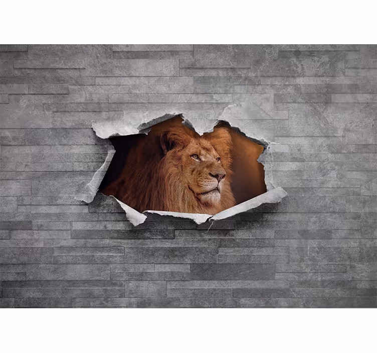 Plytų siena su liūto plytų sienos fototapetai - „Tenstickers“