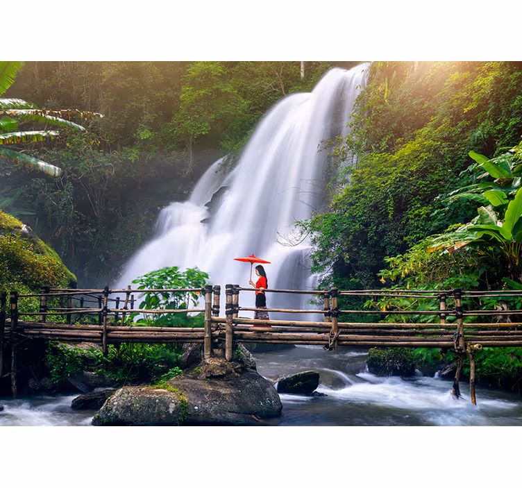 Peizažo sienos freska rami krioklio panorama - „Tenstickers“