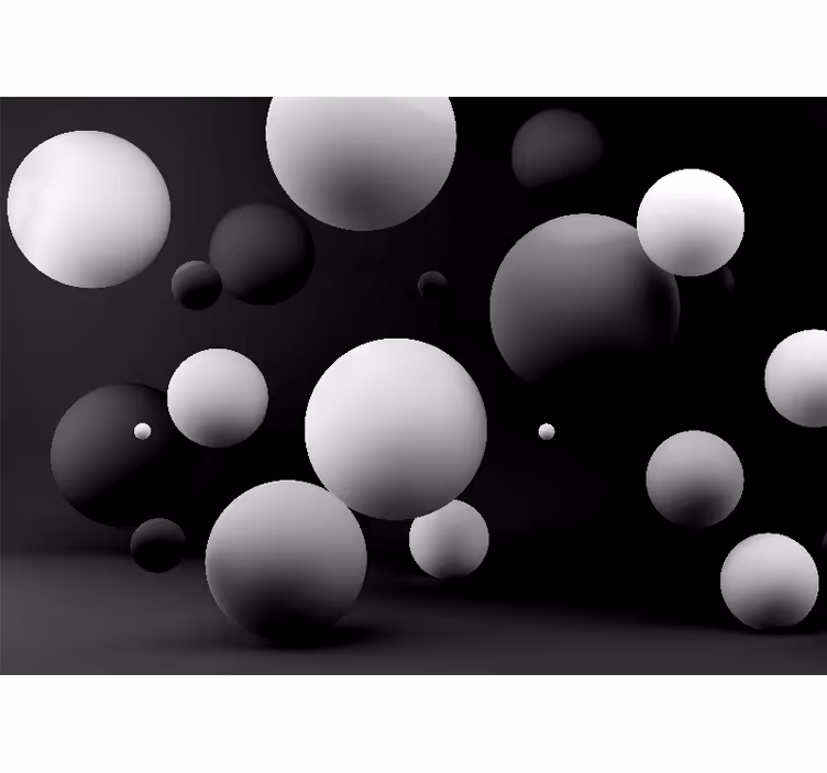 Balta sfera juodas fonas 3d sieninis paveikslas - „Tenstickers“