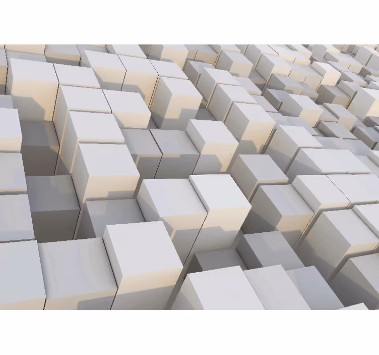 Minimalistiniai balti kubeliai ribojasi su 3d sieniniu paveikslu - „Tenstickers“