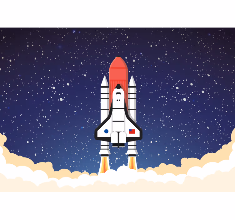 Animacinių filmų raketa, leidžianti į kosmosą sienų fototapetai - „Tenstickers“