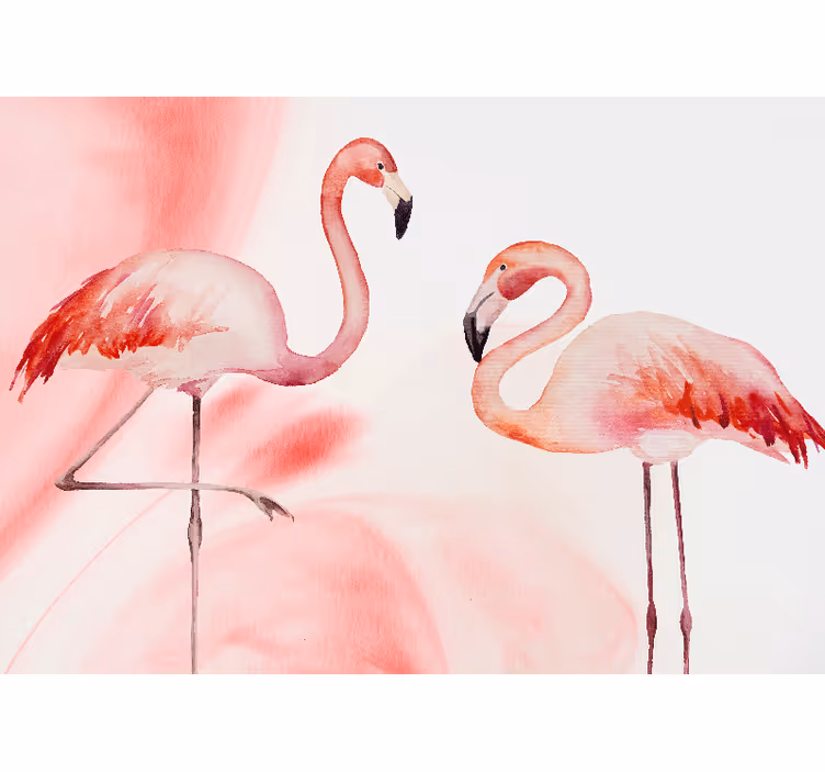 Modernus flamingo rankomis pieštas sienų tapetas - „Tenstickers“