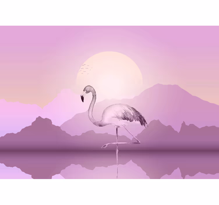 Gyvūnų sienų freska elegantiška flamingo siluetas - „Tenstickers“