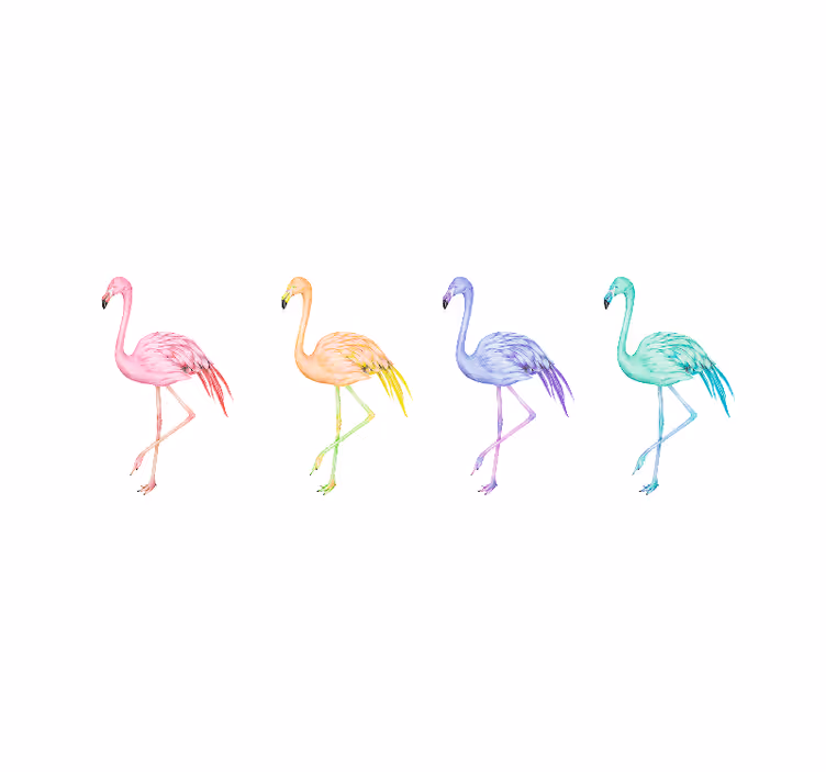 Pagrindinio miegamojo sienų tapyba flamingo šeimos siluetai - „Tenstickers“