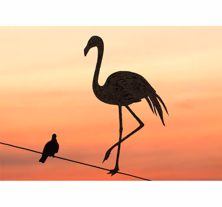 Grakštus flamingo saulėlydis gyvūnų sienų freska - „Tenstickers“