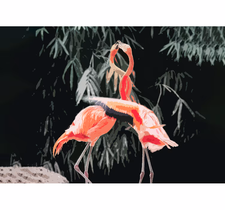 Pagrindinio miegamojo sienų tapyba flamingo meilės šokis - „Tenstickers“