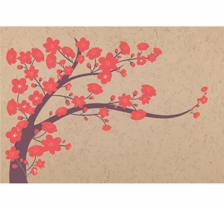 Gėlių sienos freska sakura šaka - „Tenstickers“