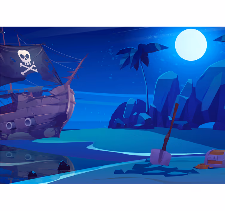 Fantazijos sienų freska piratų laivo nuotykių - „Tenstickers“