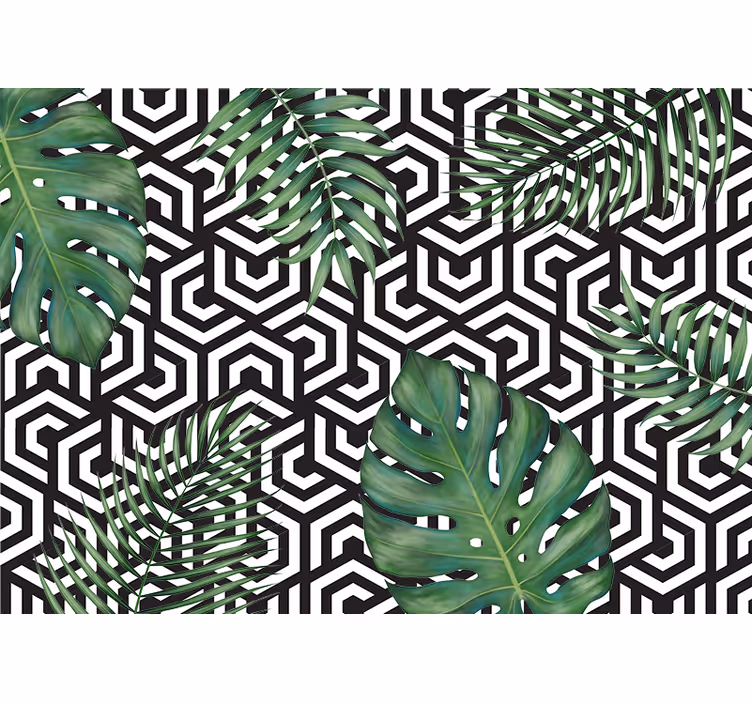 Tekstūruotos sienų freska geometrinių lapų raštas - „Tenstickers“