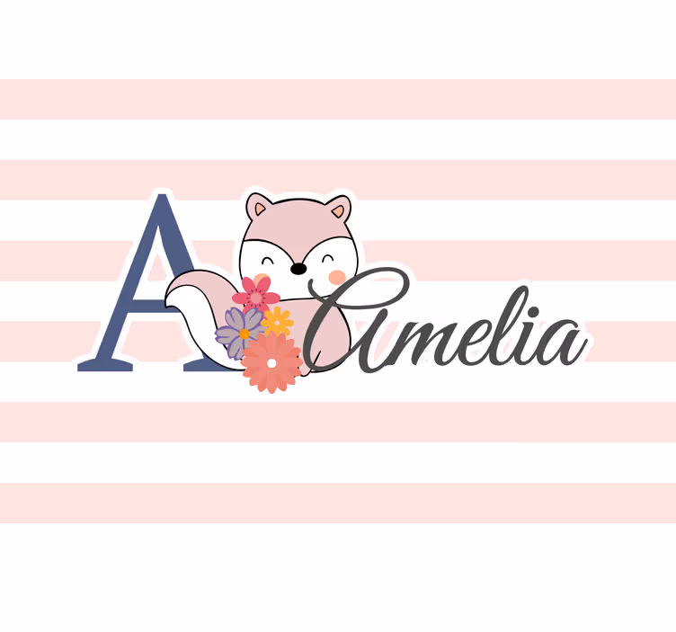 Vaikų miegamojo sienų freska mielas lapės dizainas - „Tenstickers“