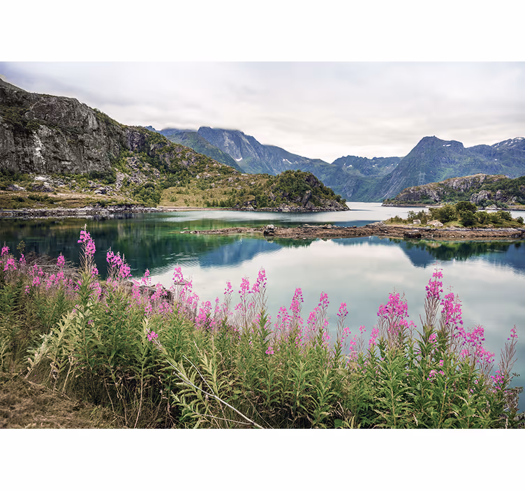 Peizažo sienos freska Žavingas norvegijos fjordas - „Tenstickers“