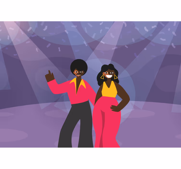 Muzikos sienų freska disko šokėjų pora - „Tenstickers“