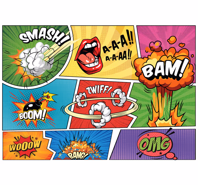 Retro superherojų komiksų derliaus tapetai - „Tenstickers“