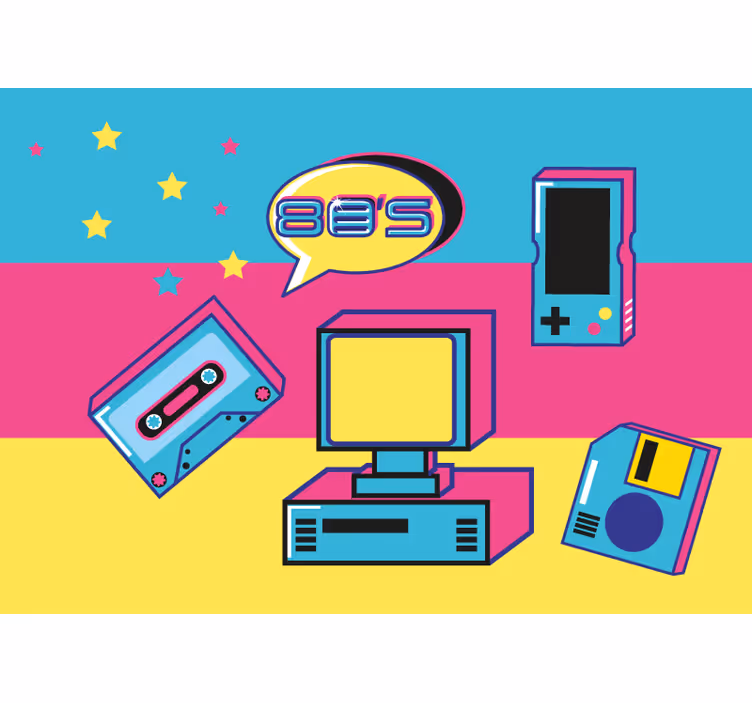 Mmiesto meno sienų freska retro žaidimų elementai - „Tenstickers“