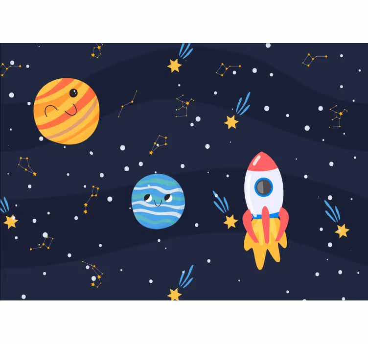 Erdvės sienų freska Žaisminga planetų tyrinėjimas - „Tenstickers“