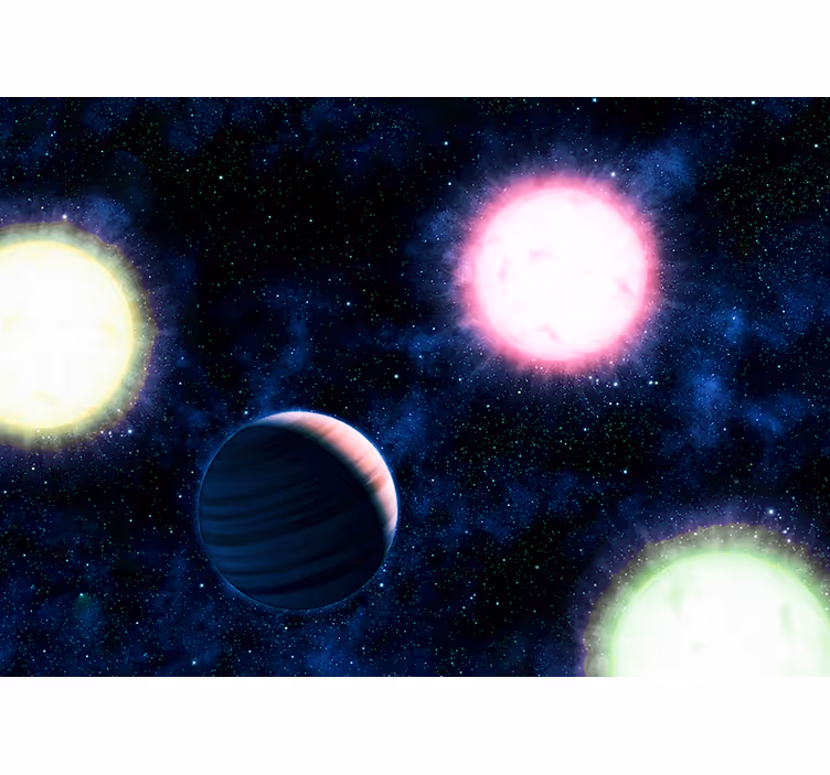 Planetos neoninėmis spalvomis kosmoso freska - „Tenstickers“