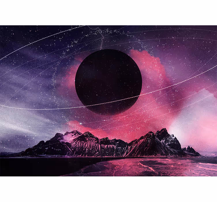 Kalnai su planetų kosmoso freska - „Tenstickers“