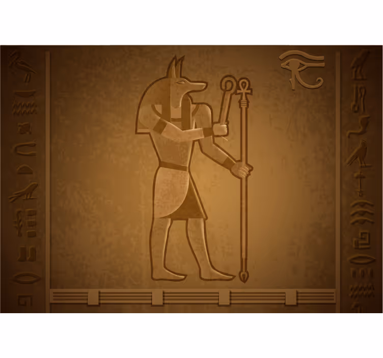 Gyvūnų sienų freska senovės egipto dievui - „Tenstickers“