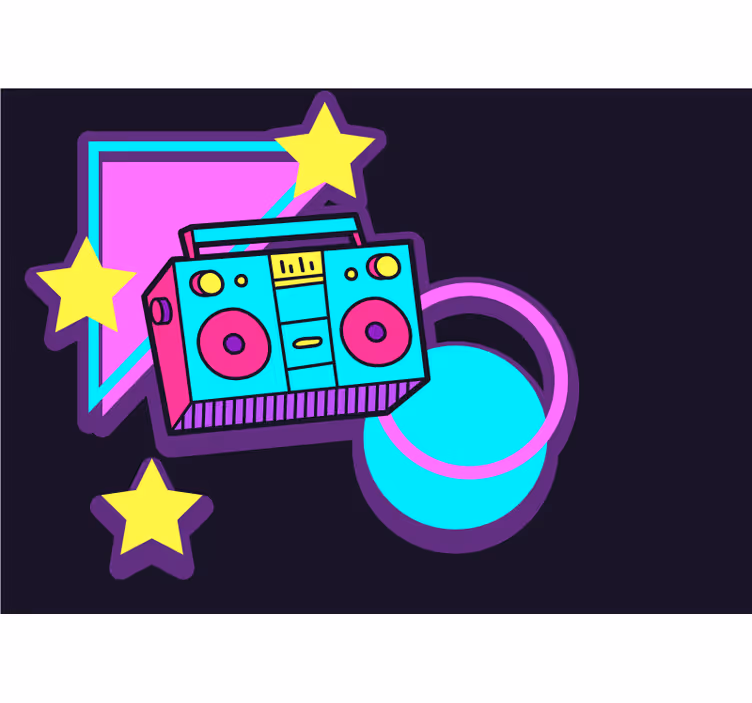 Muzikos sienų freska retro boombokso elementai - „Tenstickers“