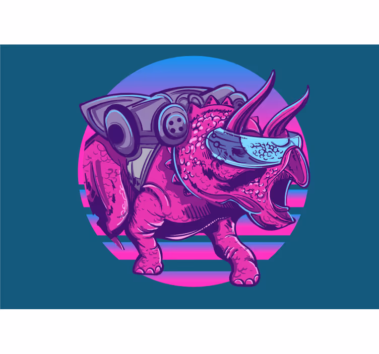 Gyvūnų sienų freska futuristinis triceratops - „Tenstickers“