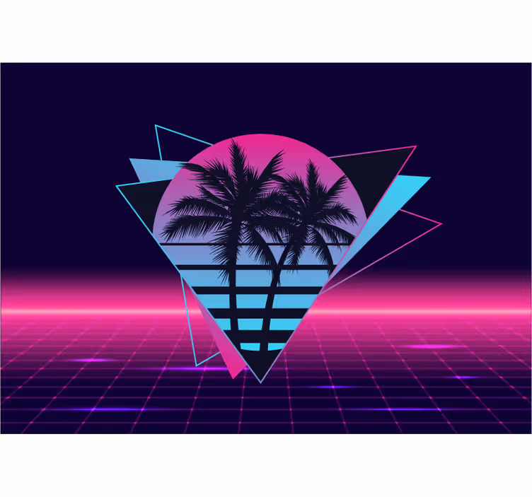 Frazių sienų freska retro palmių geometrija - „Tenstickers“