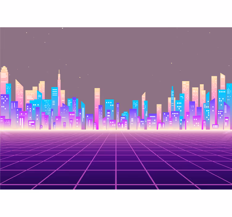 Miesto sienų freska futuristinis miesto panoramos vaizdas - „Tenstickers“