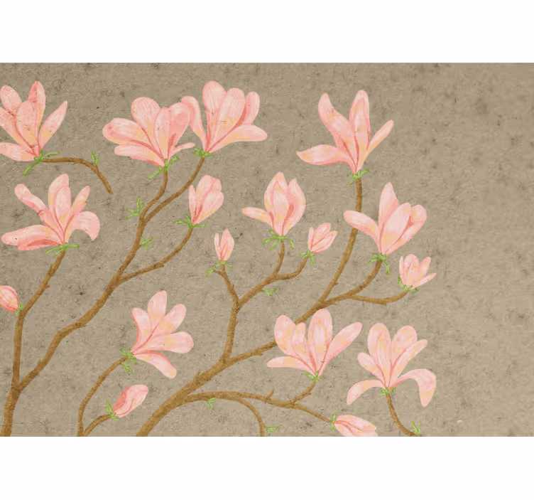 Gėlių sienos freska rožinės magnolijos žiedai - „Tenstickers“