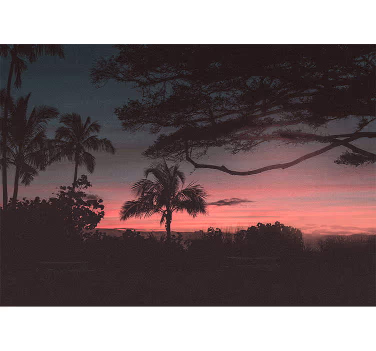 Peizažo sienos freska tropinių saulėlydžių siluetas - „Tenstickers“