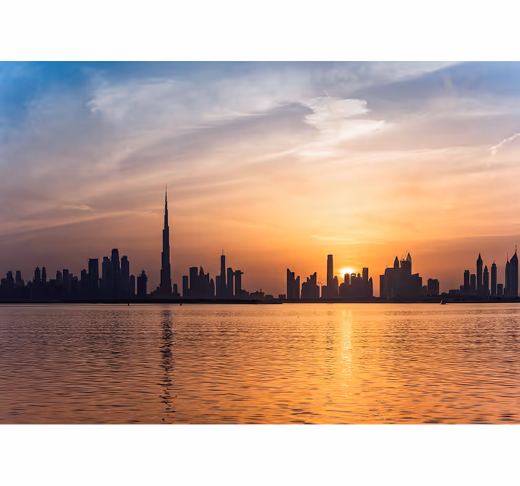 Miesto sienų freska dubajaus panoramos saulėlydis - „Tenstickers“