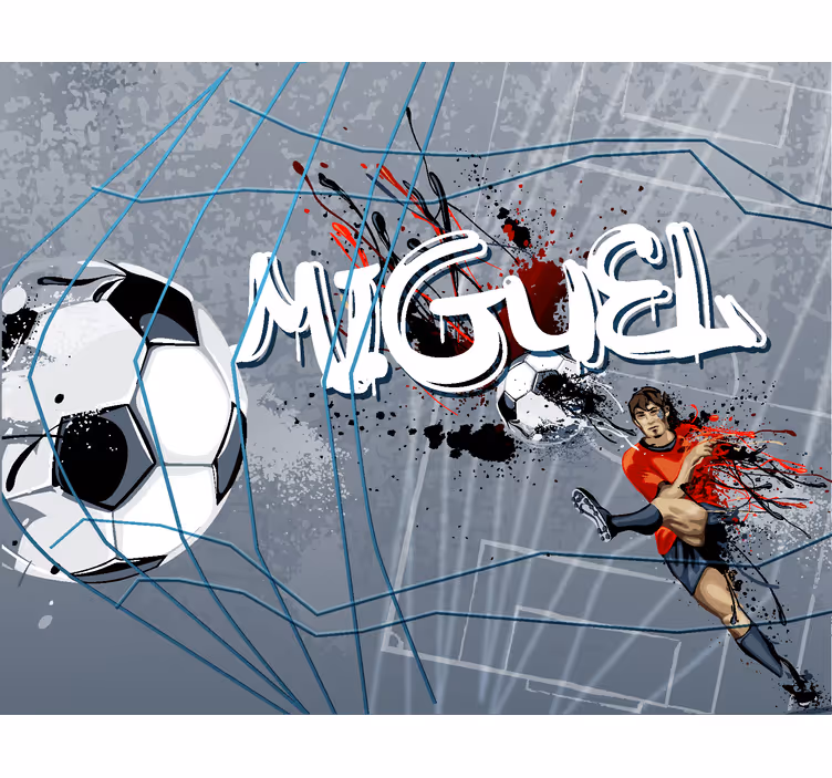 Futbolininko vartus paauglių miegamasis sienų freska - „Tenstickers“