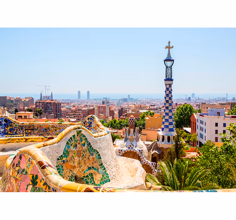 park güell panorama barselonos sienos freska - „Tenstickers“
