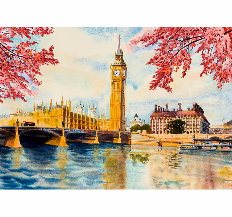 Temzė ir didysis benas londono sienų freska - „Tenstickers“