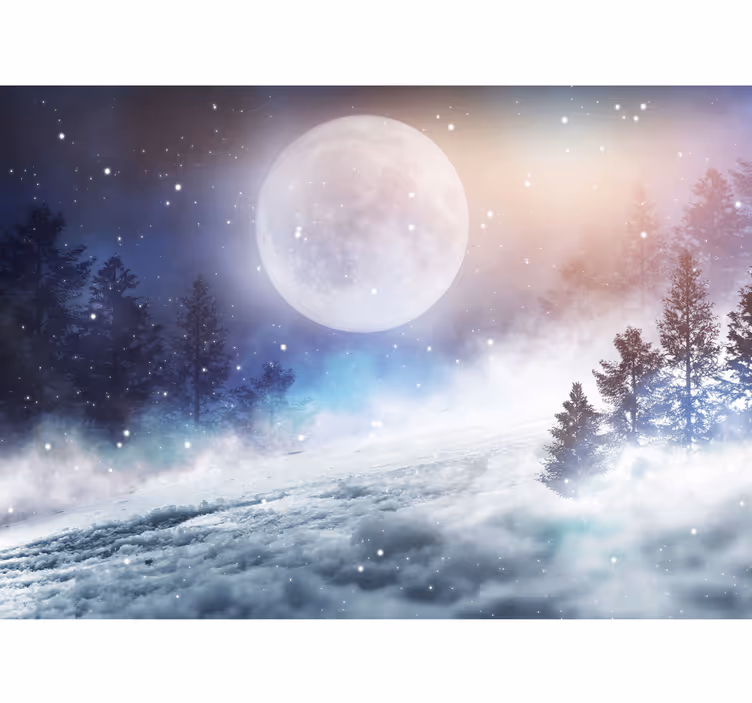 Fantazijos miškas su pilnaties vaikų sienų fototapetai - „Tenstickers“