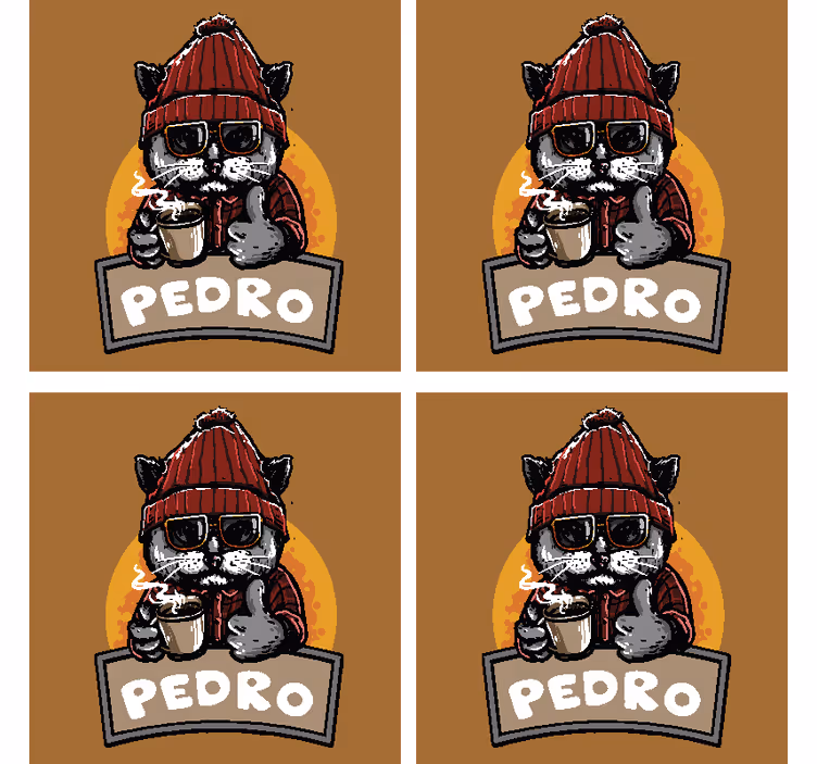 Retro katė su vardu asmeniniai padėkliukai - „Tenstickers“