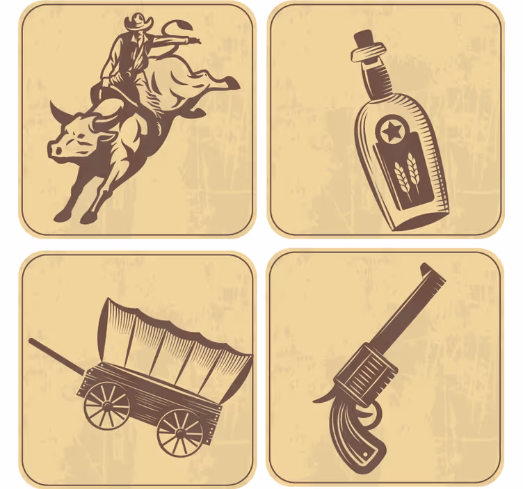 Vintage padėkliukas rodeo kaubojų meno tema - „Tenstickers“