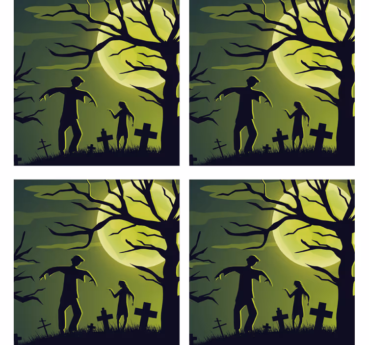 Helovino padėkliukas po mėnulio šviesa su zombiais - „Tenstickers“